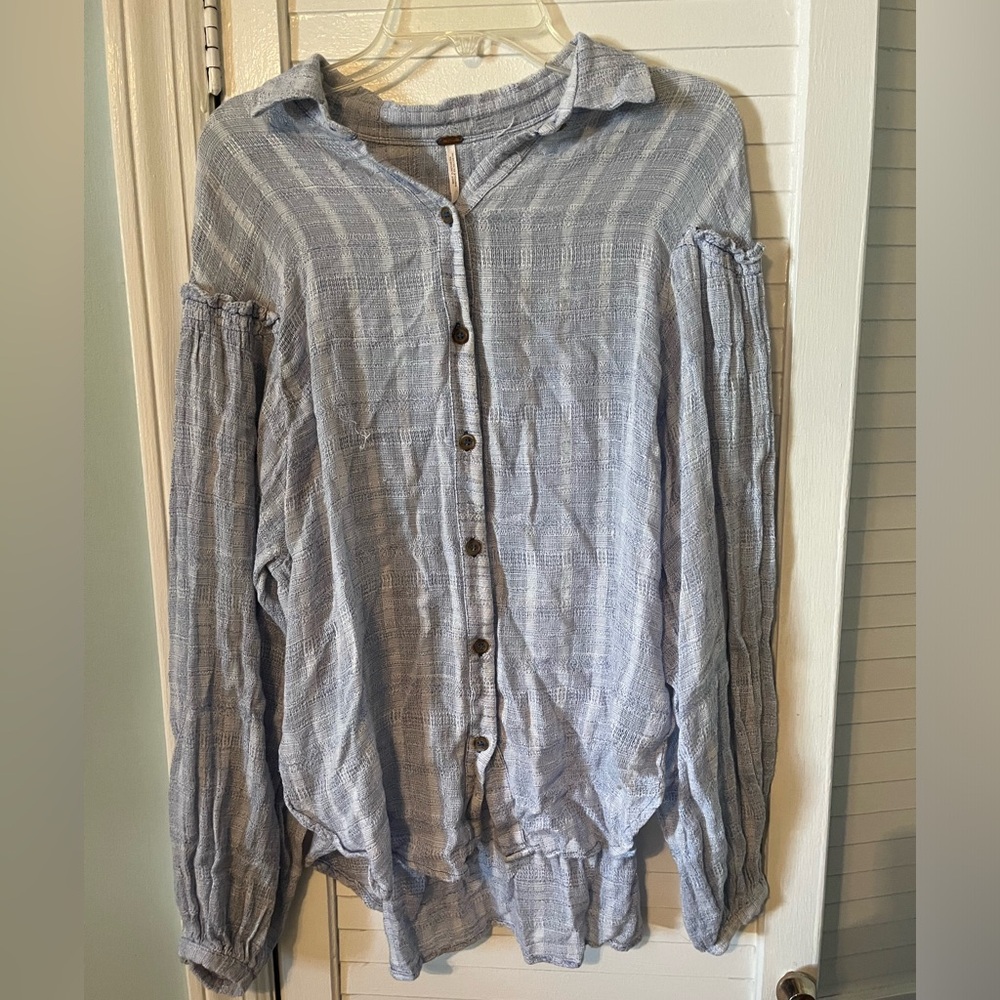 Free people button down with balloon sleeves